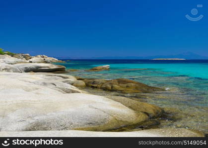 Rocks on sea shore at summer