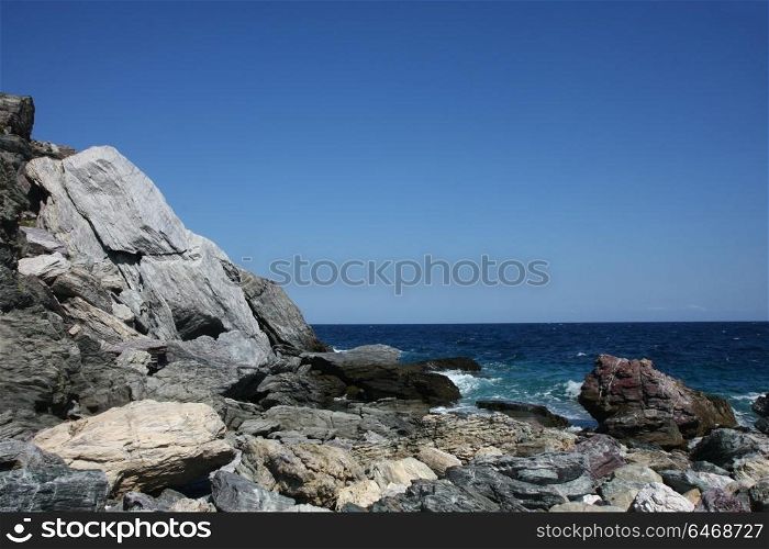 Rocks on the coast of Greek island Skopelos