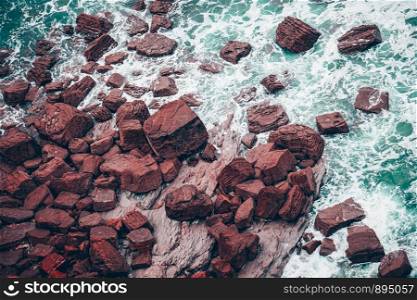 rocks on the sea in the coast in Bilbao, Spain