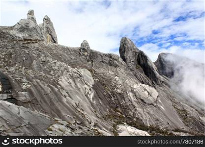 Rocks on the top of mount Kinabalu in Sabah, Borneo, Malaysia