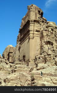 Rocks, tombs and mountain in Petra, Jordan