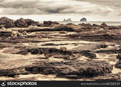 rocks under stormy sky, Andaman Shore, Thailand