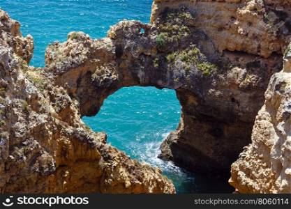 Rocky arch of Ponta da Piedade (Lagos, Algarve, Portugal).