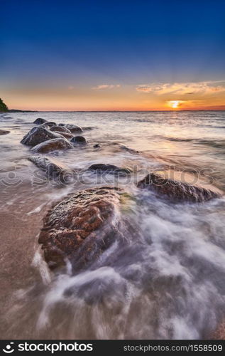 rocky baltic seascape in the evening