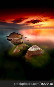 rocky baltic seascape in the evening