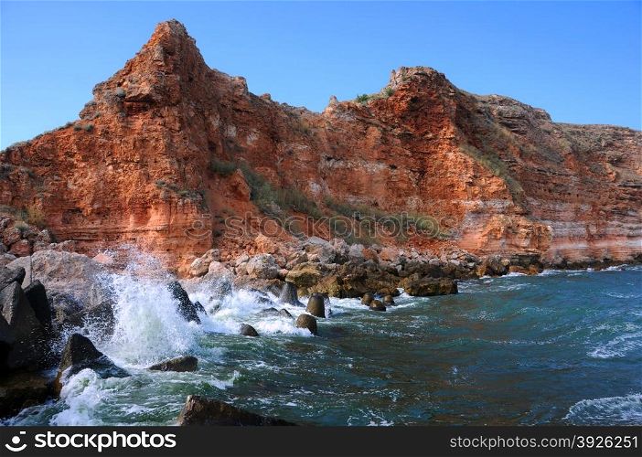 Rocky coast and waters of Bolata beach in Bulgaria