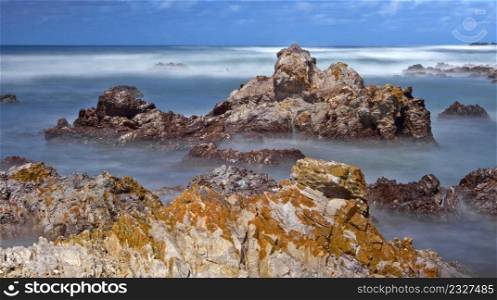 Rocky Coast and Waves, Walker Bay Nature Reserve, Gansbaai, Western Cape, Atlantic Ocean, South Africa, Africa