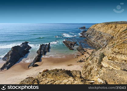 Rocky Coast of Atlantic Ocean in Portugal