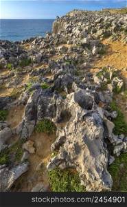 Rocky Coast, Pria Cliffs, Karst Formation, Bufones de Pria, Protrected Landscape of the Oriental Coast of Asturias, Llanes de Pria, Asturias, Spain, Europe