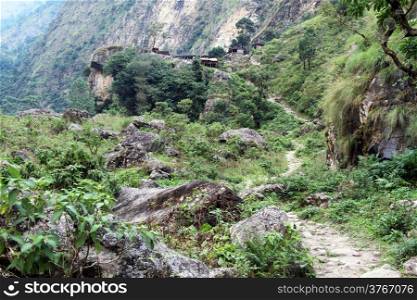 Rocky footpath in mountain, Nepal