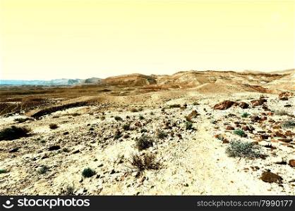 Rocky Hills of the Negev Desert in Israel at Sunset