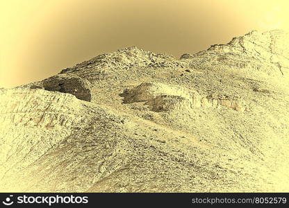 Rocky Hills of the Negev Desert in Israel, Vintage Style Toned Picture