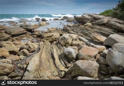 Rocky landscape at Rocky Point, Tangalle, Southern Province, Sri Lanka, Asia.