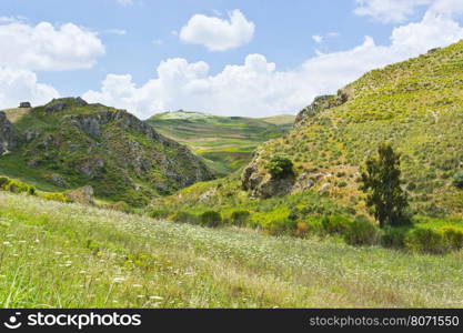 Rocky Landscape of Sicily in Spring