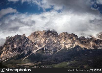 Rocky mountains above Cortina D&rsquo;Ampezzo. Italian Dolomites