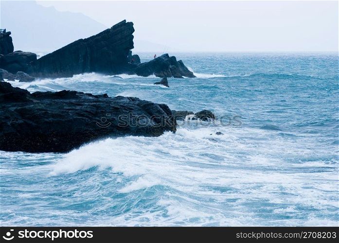 Rocky Seacoast with wave, Taiwan, East Asia