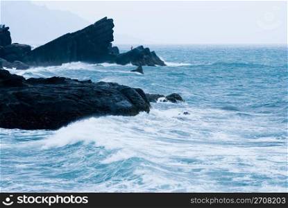 Rocky Seacoast with wave, Taiwan, East Asia