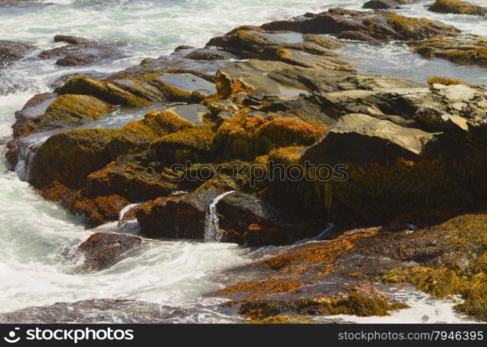 Rocky shore. View of the rugged Atlantic rocky shore.