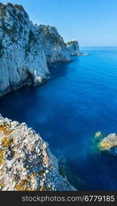 Rocky south cape of Lefkas island and lighthouse (Greece, Ionian Sea)