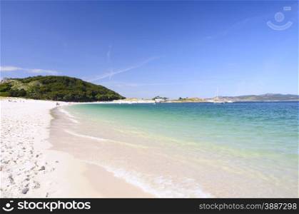 Rodas beach in Cies Islands, National Park Maritime-Terrestrial of the Atlantic Islands of Galicia in Spain.