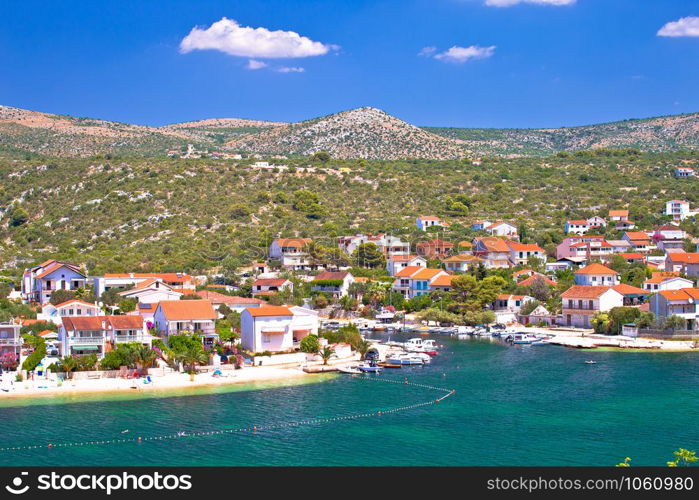 Rogoznica archipelago beach and coastline view in Podglavica, central Dalmatia, Croatia