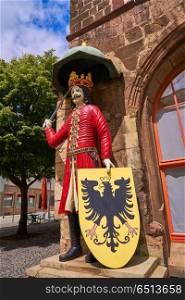 Roland figure at Stadt Nordhausen Rathaus in Thuringia Germany. Roland figure in Stadt Nordhausen Rathaus Germany