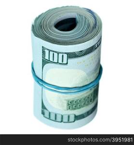 Roll of dollars isolated over the white background