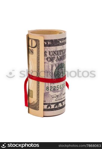 Roll of money and red bow