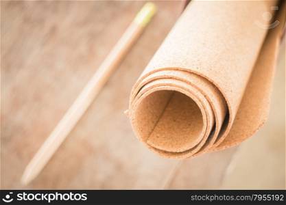 Roll of old cork paper, stock photo