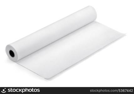 Roll of thermal fax paper isolated on white