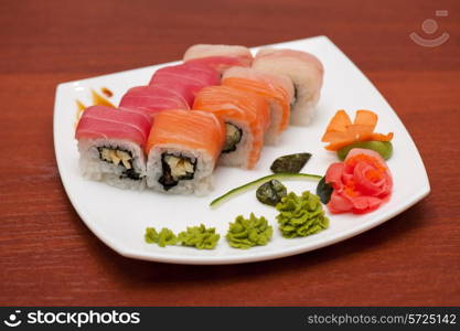 Roll with cream cheese and salmon fish