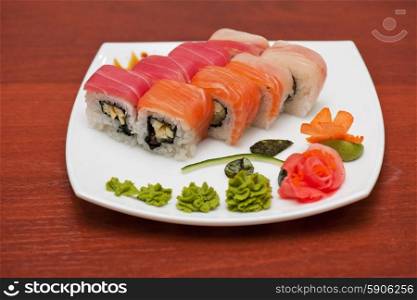 Roll with cream cheese and salmon. Roll with cream cheese and salmon fish