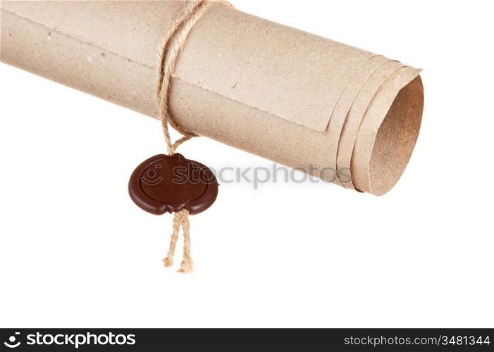 roll with the wax seal isolated on white background