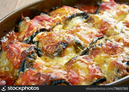 Rollatini di melanzane - Italian-style dish made with thin slices of eggplant,