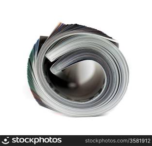 Rolled magazine on white