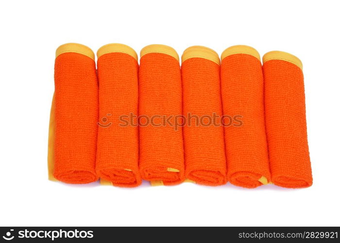 Rolled towels isolated on white background.