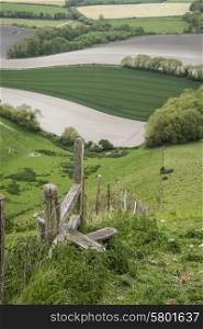 Rolling English countryside landscape in Spring