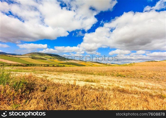 Rolling hills and farmland, Granada Province, Spain