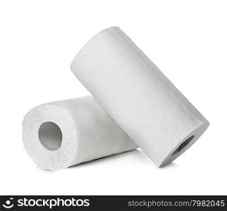 Rolls of paper towels, isolated on white background