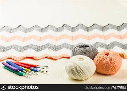 rolls of soft knitting yarn, knitting, knitprowave on white background