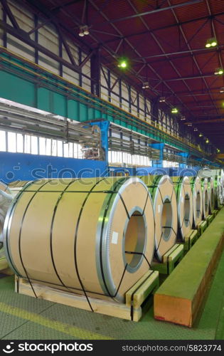 rolls of steel sheet in a plant