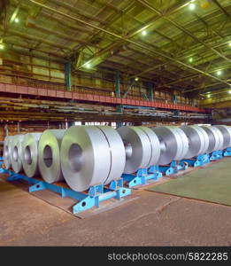 Rolls of steel sheet stored in steel pant