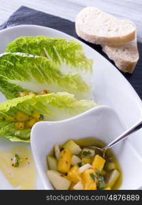 Romaine lettuce with apple mango vinaigrette&#xA;