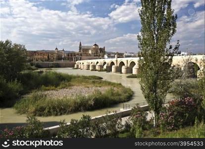 Roman Bridge built in the early 1st century BC across the Guadalquivir river in Cordoba, Spain