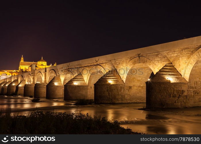 Roman bridge of Cordoba, the main landmark of this city in Andalusia Region - Spain