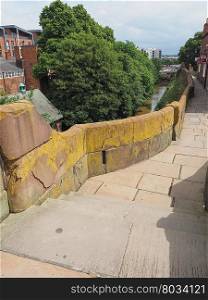 Roman city walls in Chester. Ancient Roman City walls in Chester, UK