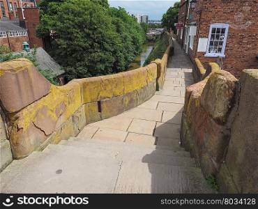 Roman city walls in Chester. Ancient Roman City walls in Chester, UK