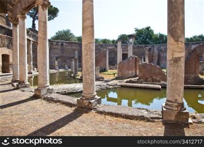 Roman columns in Villa Adriana, Tivoli, Italy