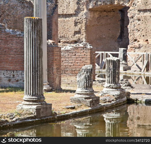 Roman columns in Villa Adriana, Tivoli, Italy