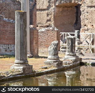 Roman columns in Villa Adriana, Tivoli, Italy